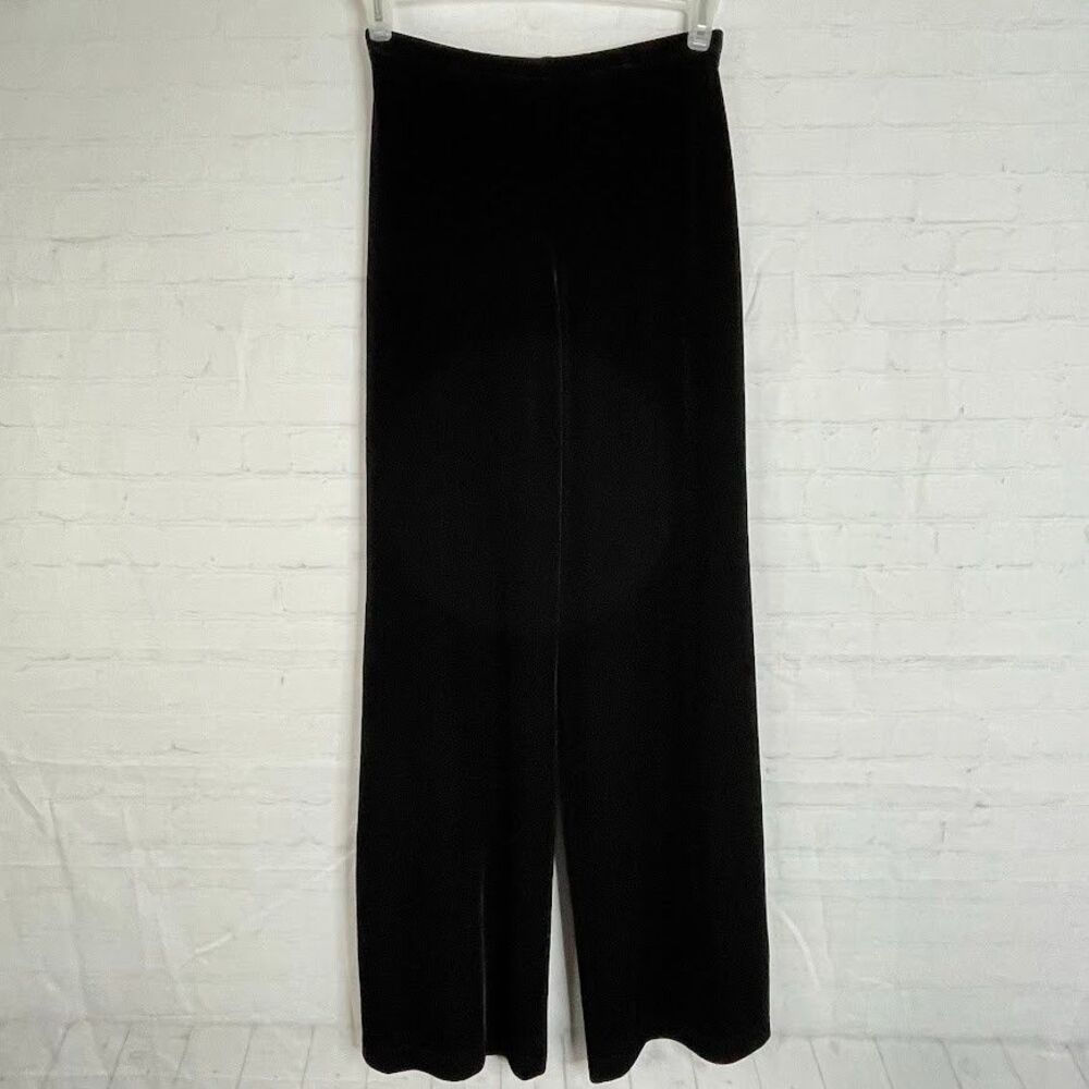 Tadashi Vintage Velvet Pants Womens Small Black Wide Leg High Rise Velour Pants